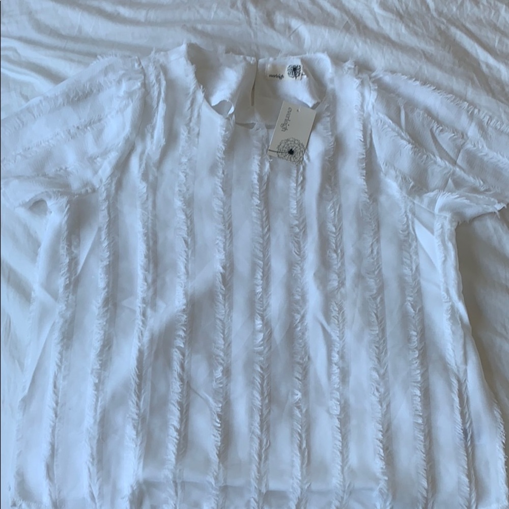 NWT WHITE EYELASH EVERLEIGH BLOUSE